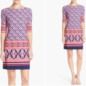 Eliza J Pink Print Jersey Shift Dress Size 14